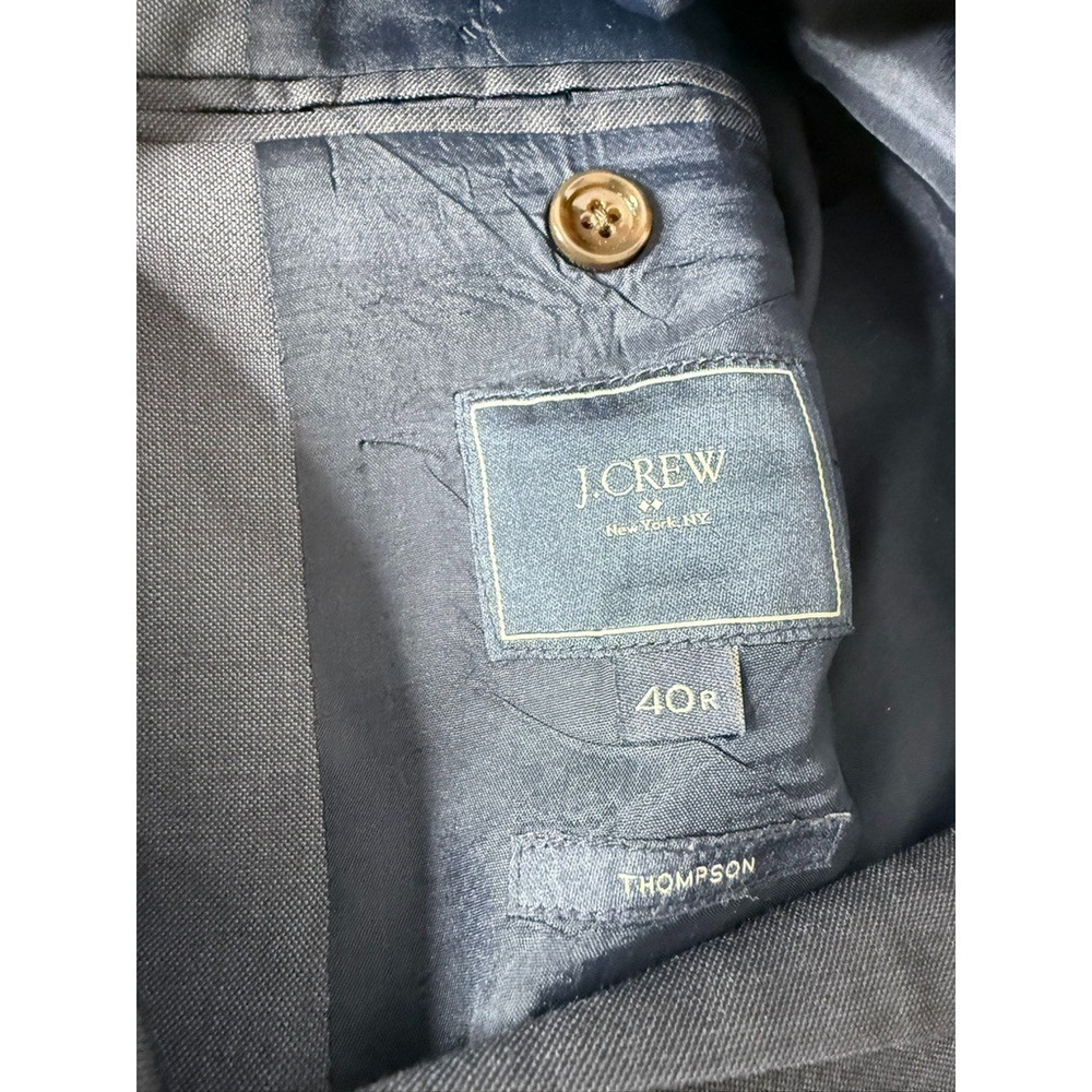 J. Crew Thompson Wool Men 40R Blue 2 Button Double Vent Sportscoat Tuxedo Suit - Picture 8 of 9